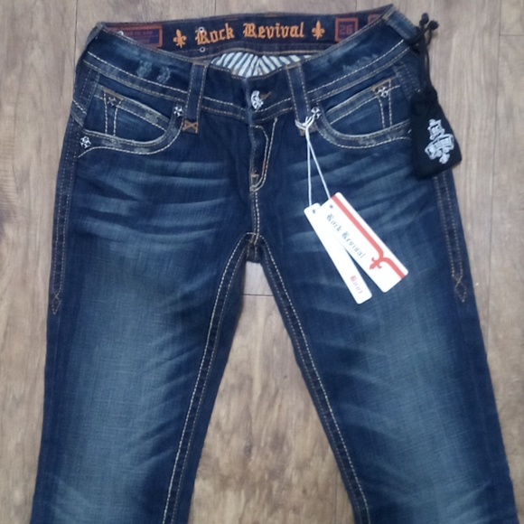 Rock Revival Women's 26 Bootcut Patti Dark Flap Pockets Distressed - Picture 5 of 13